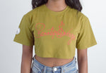 Jersey Crop Top Army Green & Red Logo