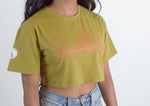 Jersey Crop Top Army Green & Red Logo