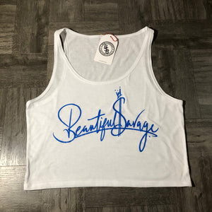 Fitted Baby Crop Hundred Blue BeautifulSavage / White Top