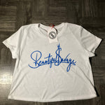 Flowy Cropped Tee Hundred Blue Logo / White Top