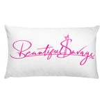 Hot Pink Beautiful Savage Throw pillow 20x12