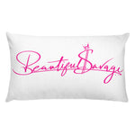 Hot Pink Beautiful Savage Throw pillow 20x12