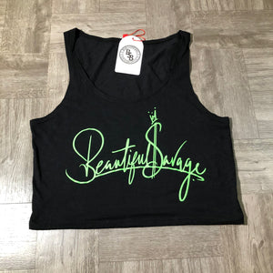 Fitted Baby Crop Neo Green BeautifulSavage / Black Top