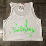 Fitted Baby Crop Neo Green BeautifulSavage / White Top
