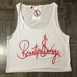 Fitted Baby Crop Exotic Red BeautifulSavage / White Top